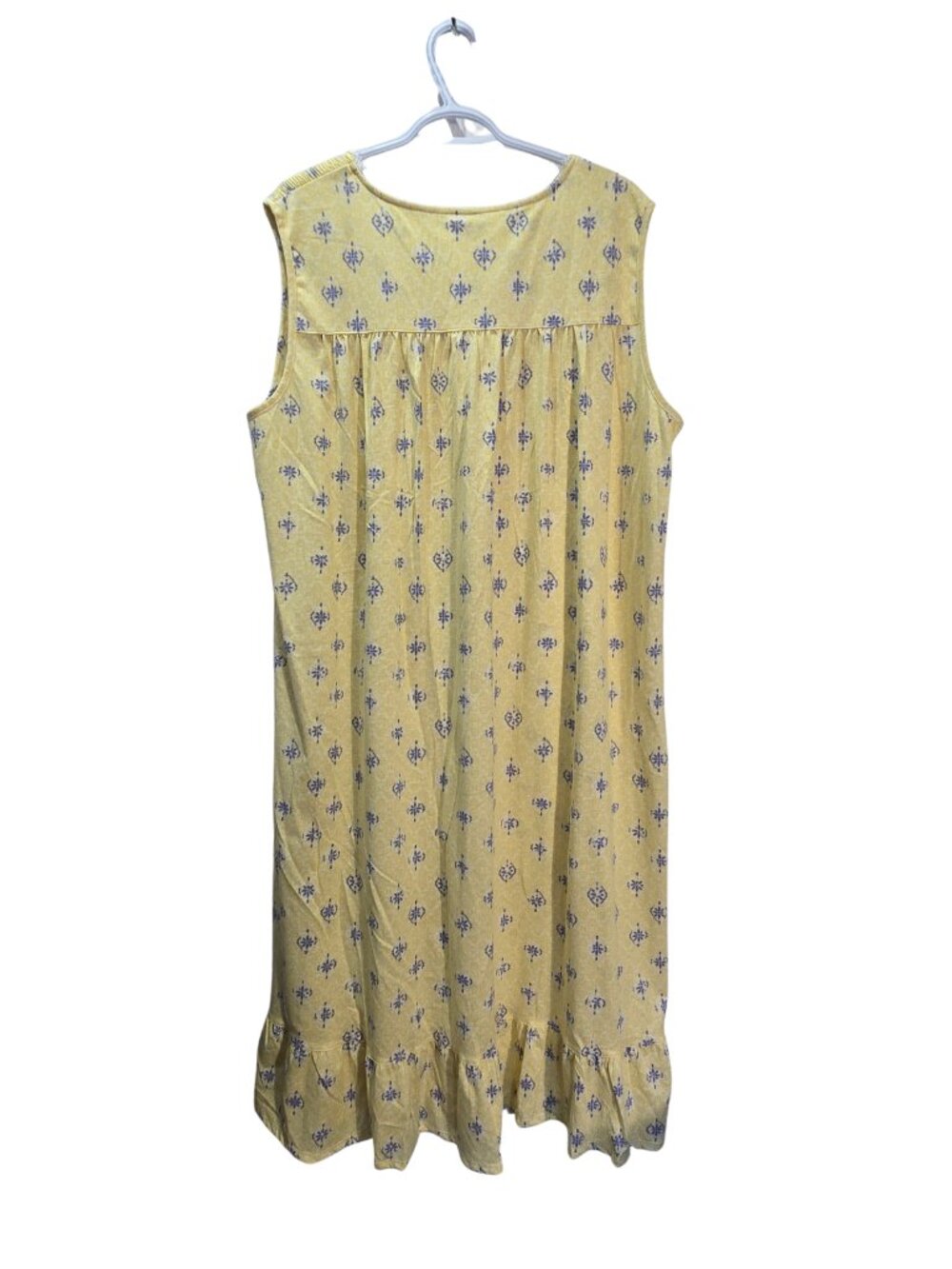 NWT Yellow Floral Smocked Cotton Sleeveless Ruffle Nightgown Sleepwear XXL - Picture 4 of 8